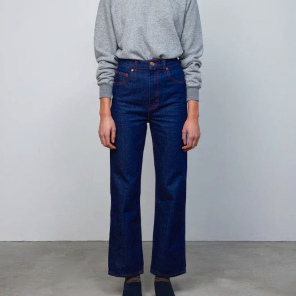 B SIDES Plein Relaxed Straight Jean w Red Stitching -- NEVER BEEN WORN